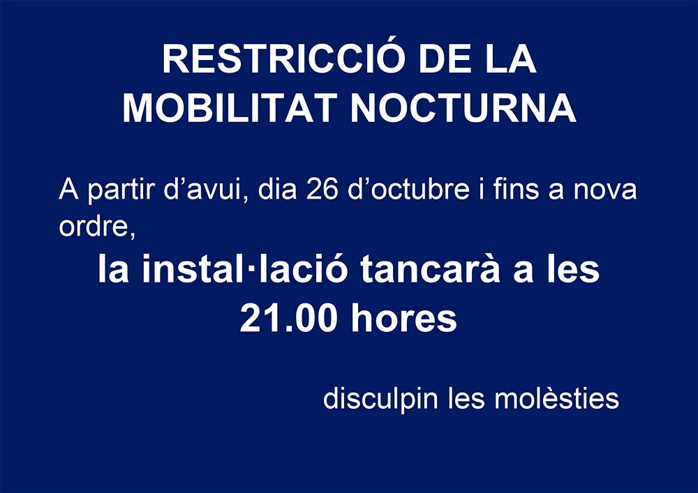 CARTELL RESTRICCIÓ DE LA MOBITLITAT NOCTURNA