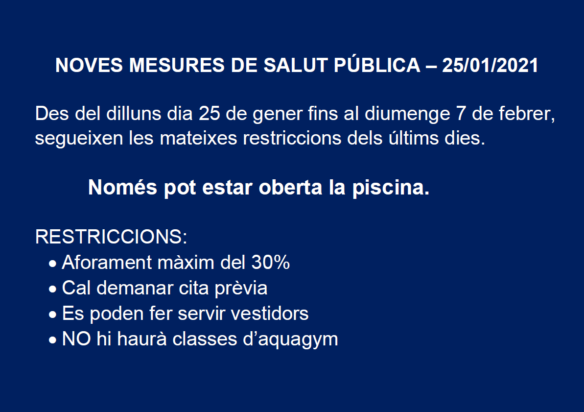 NOVES MESURES DE SALUT PÚBLICA 25 01 2021